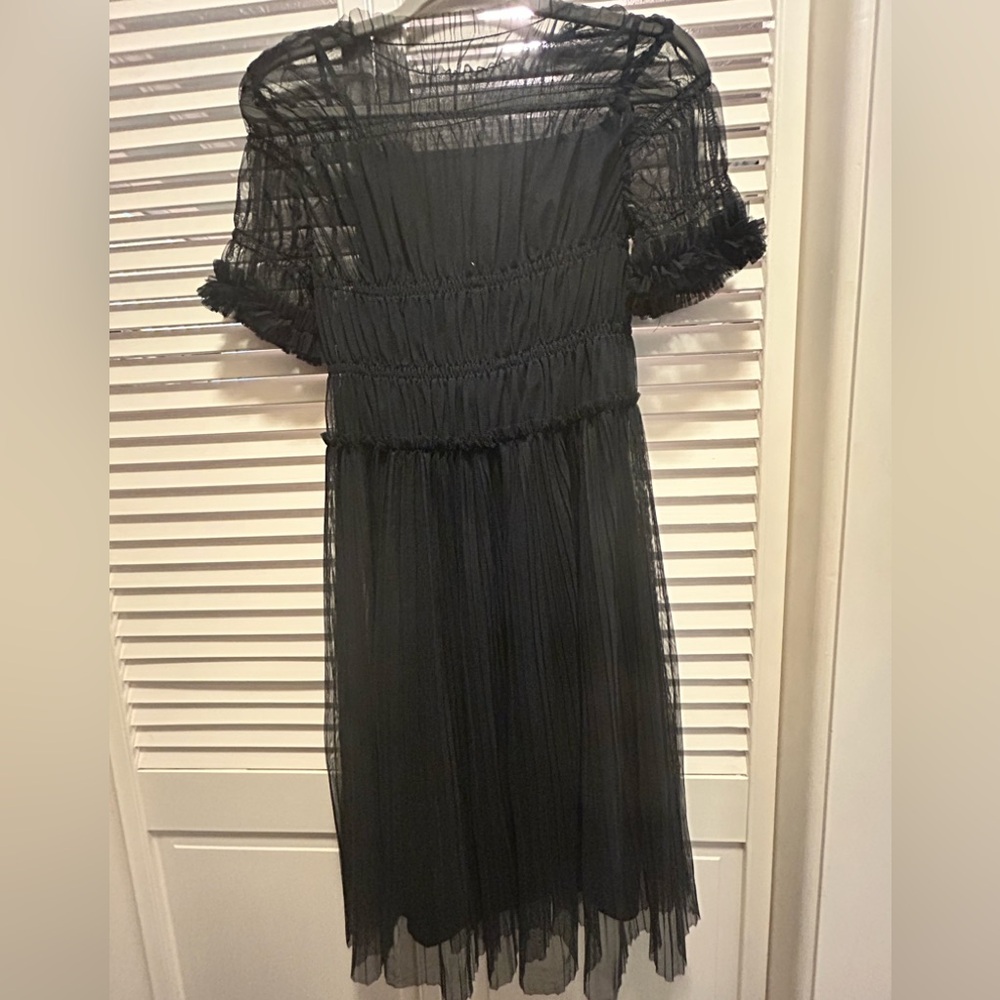 Who What Wear Black Ruffle Midi Dress